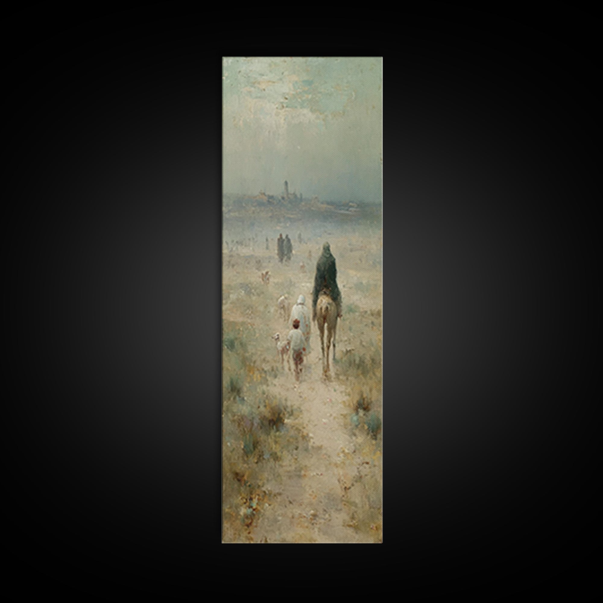 Heavenly Path Rising | Framed Canvas Print | Tall Narrow Wall Art | Christian Art Canvas | Moody Christmas Art | Christian Art Gift