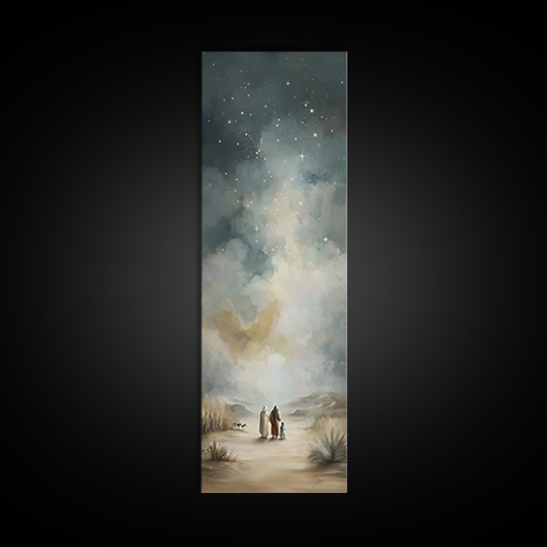 Heavenly Promise – Framed Canvas Print – Christian Art Canvas – Christian Wall Art – Narrow Art – Christian Painting – Christmas Art