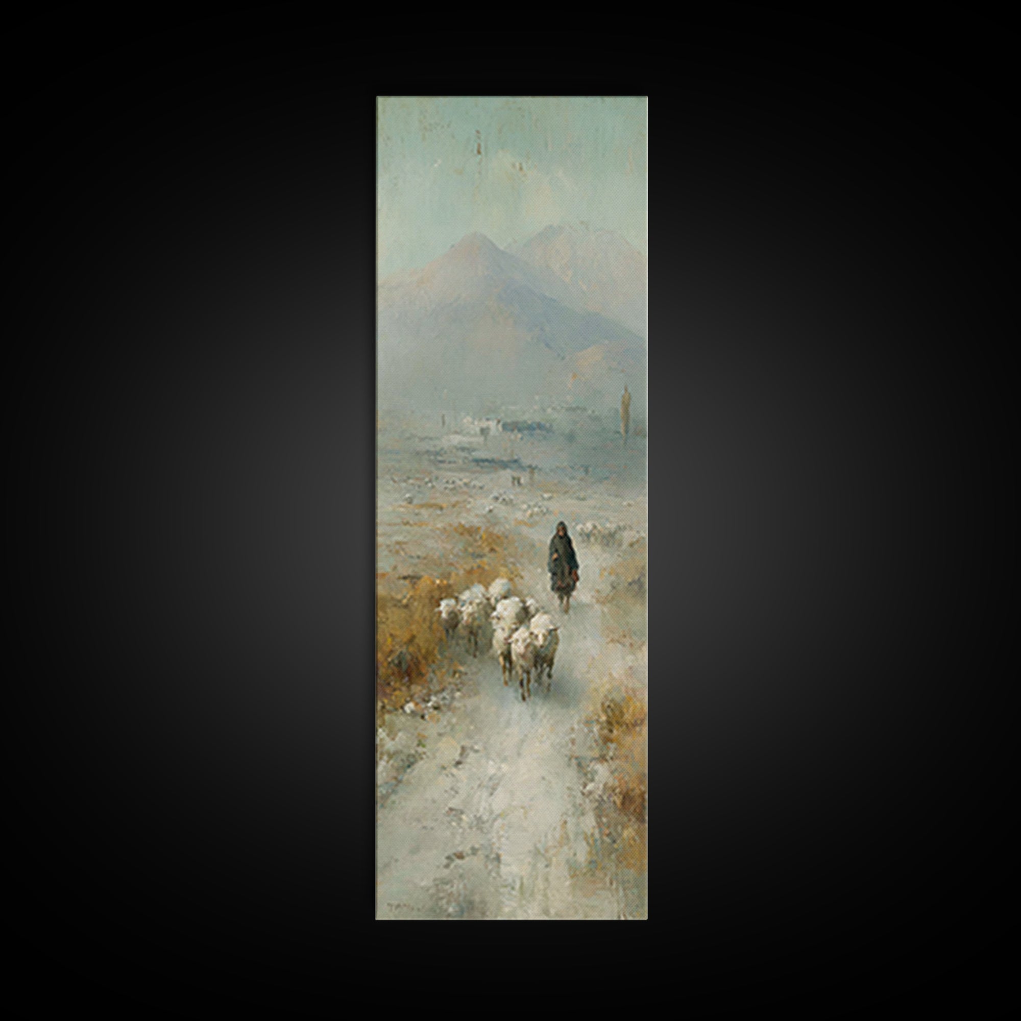 Pastoral Shepherd Calm – Framed Canvas Print – Christian Art – Christian Art Print – Christian Wall Art – Tall Narrow Wall Art – Christian