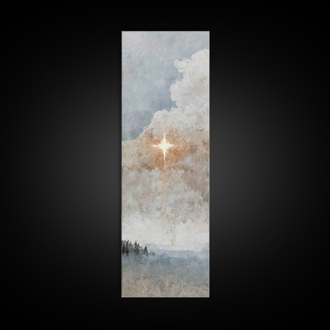 Horizon Star Glow – Framed Canvas Print – Tall Narrow Wall Art – Christian Art Canvas – Christian Wall Art – Modern Christian Art – Christm