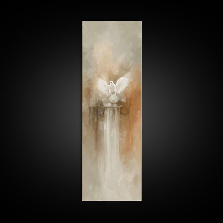 Dove Of Glory – Framed Canvas Print – Christian Wall Art – Christian Art Canvas – Minimalist Christian Art – Narrow Art – Christian Paintin