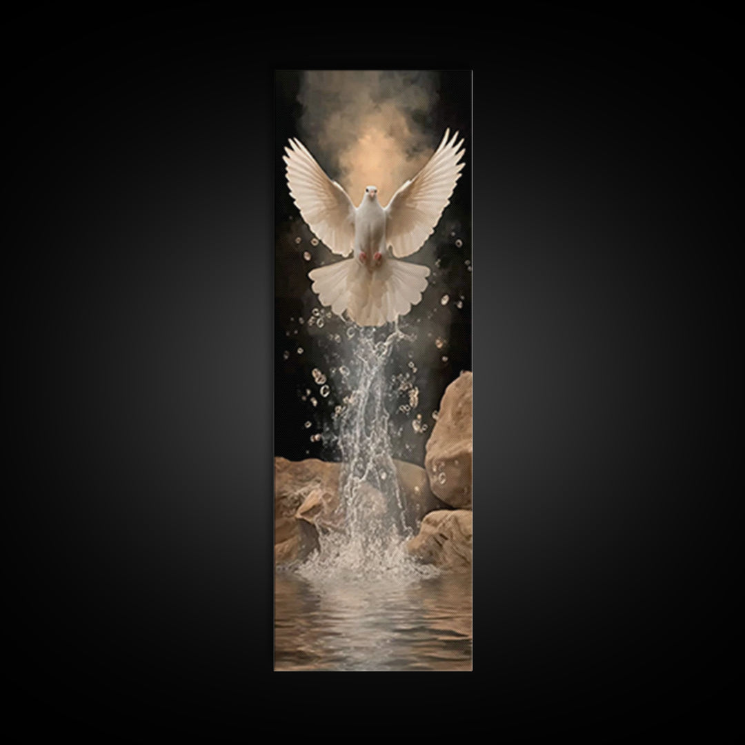 Living Waters Peace – Framed Canvas Print – Christian Art – Christian Art Canvas – Moody Christian Art – Tall Skinny Art Print – Christian