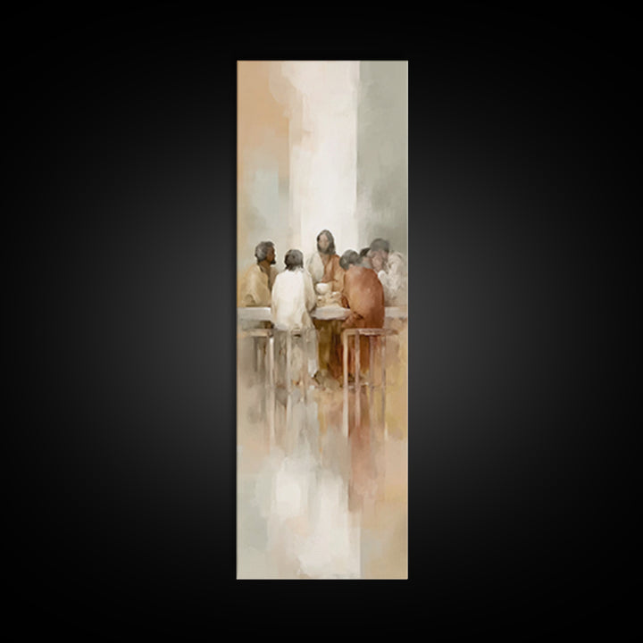Heavenly Supper Light – Framed Canvas Print – Christian Wall Art – Jesus Painting – Christian Art Canvas – Tall Skinny Art Print – Christia