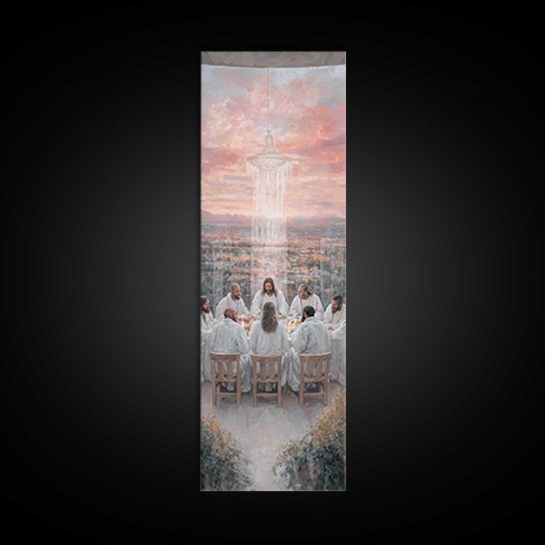 Divine Gathering Calm – Framed Canvas Print – Christian Art – Jesus Canvas Art – Modern Christian Painting – Tall Narrow Wall Art – Christi