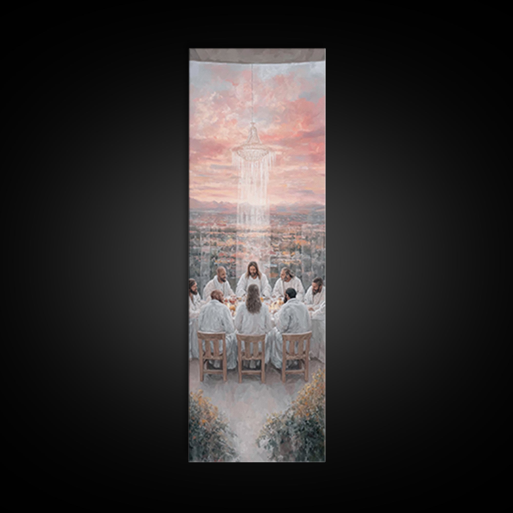 Divine Gathering Calm – Framed Canvas Print – Christian Art – Jesus Canvas Art – Modern Christian Painting – Tall Narrow Wall Art – Christi