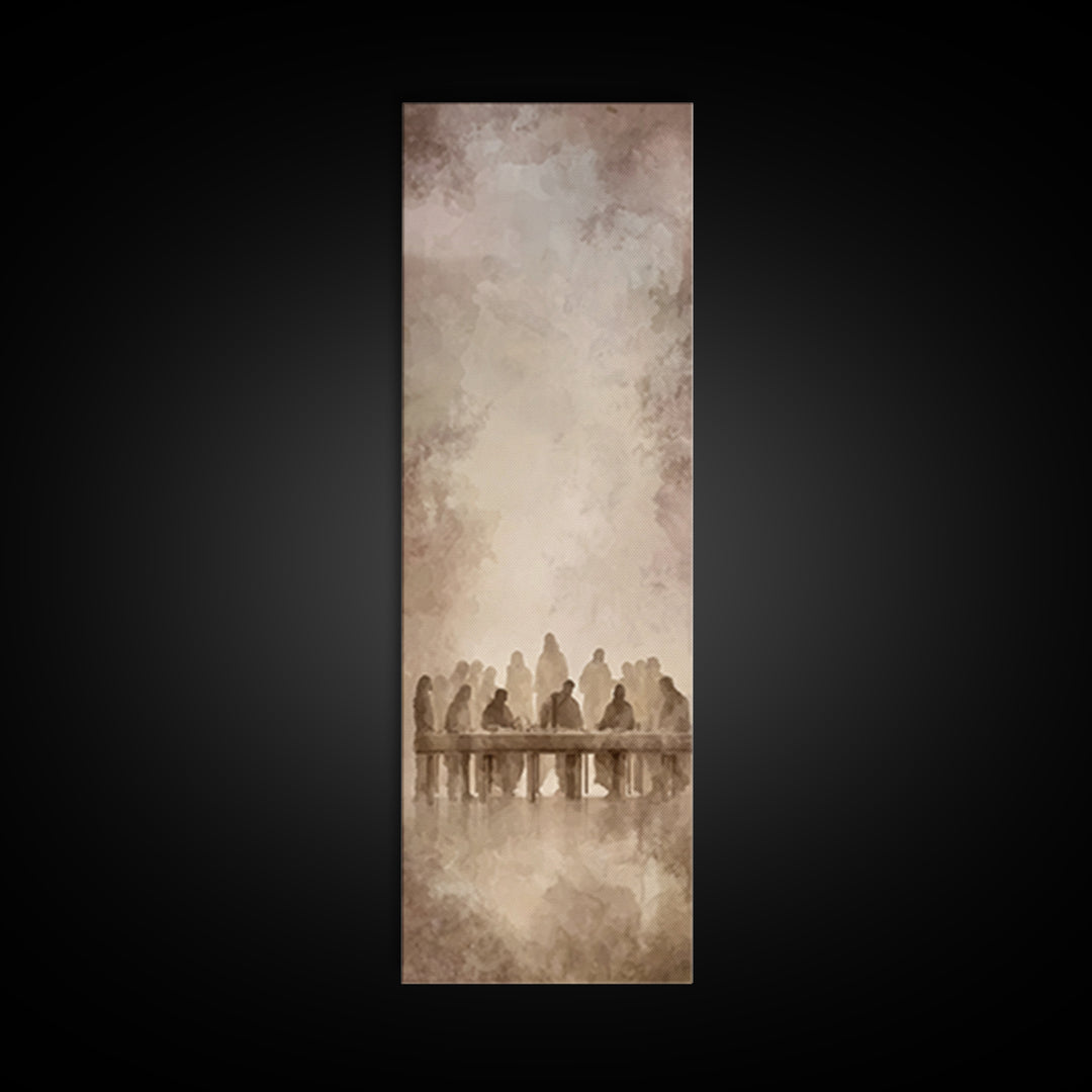 Holy Evening Grace | Framed Canvas Print | Christian Wall Art | Jesus Painting | Christian Art Work | Narrow Art | Christmas Wall Art | Chr