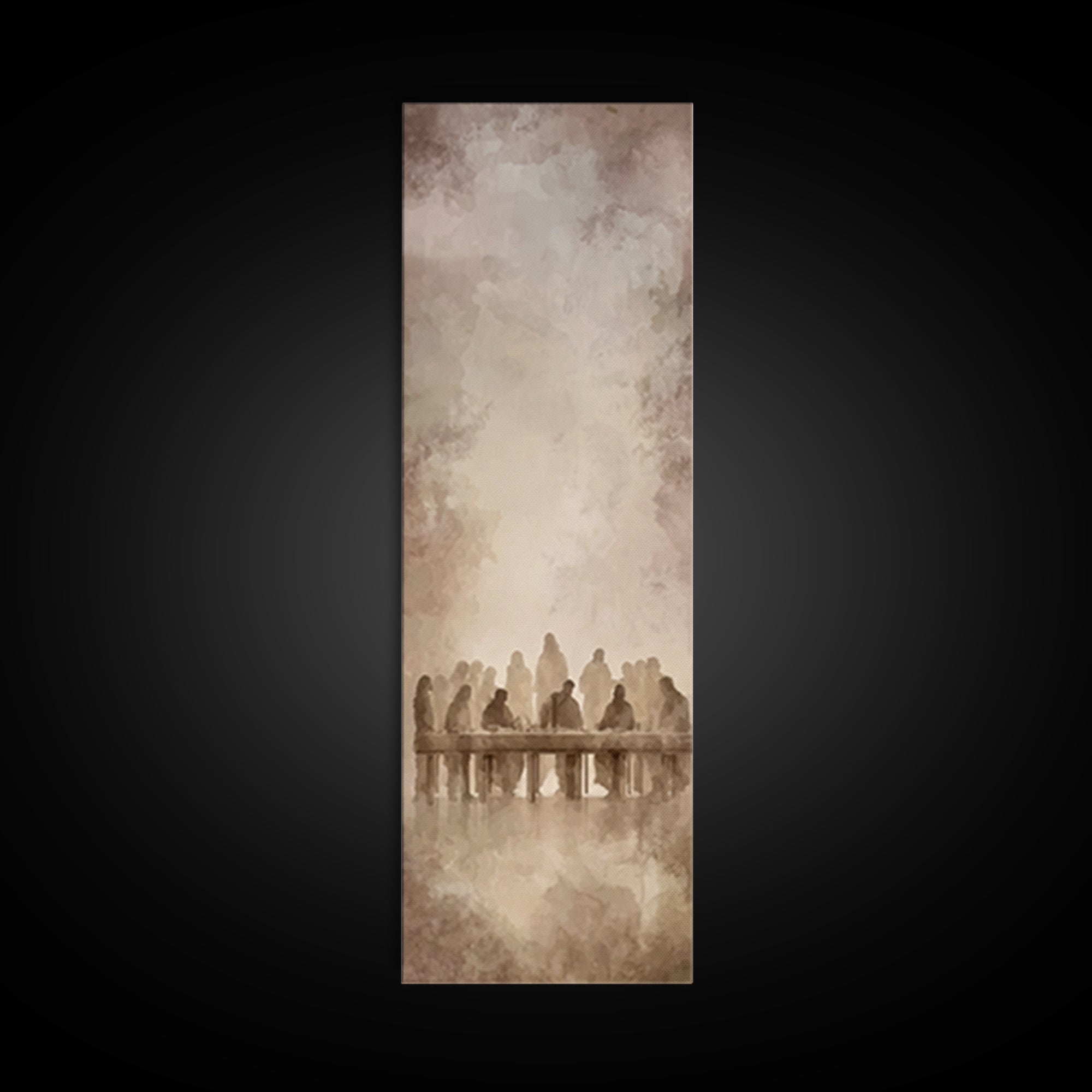 Holy Evening Grace | Framed Canvas Print | Christian Wall Art | Jesus Painting | Christian Art Work | Narrow Art | Christmas Wall Art | Chr