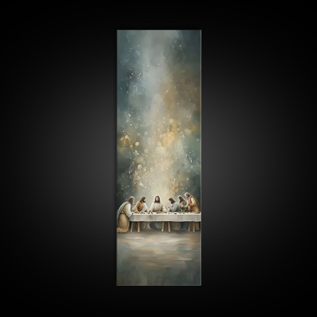 Divine Supper Horizon, Framed Canvas Print, Christian Art, Jesus Painting Canvas, Christian Wall Art, Narrow Art, Christian Christmas Art,