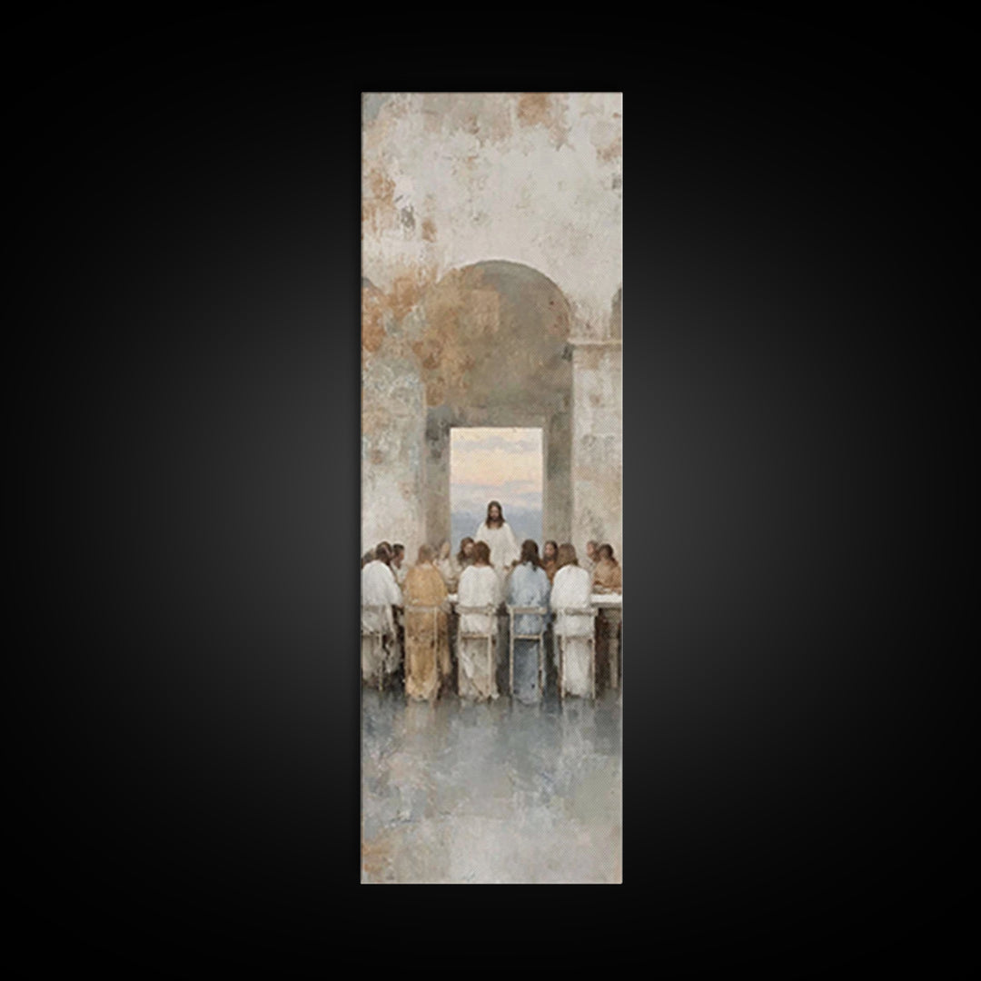 Eternal Supper Radiance, Framed Canvas Print, Christian Art Canvas, Jesus Art Print, Christian Painting, Narrow Art, Christmas Wall Art, Ch