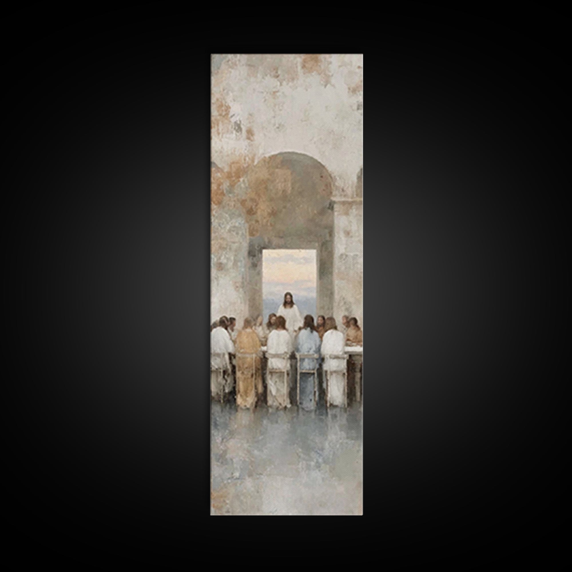 Eternal Supper Radiance, Framed Canvas Print, Christian Art Canvas, Jesus Art Print, Christian Painting, Narrow Art, Christmas Wall Art, Ch