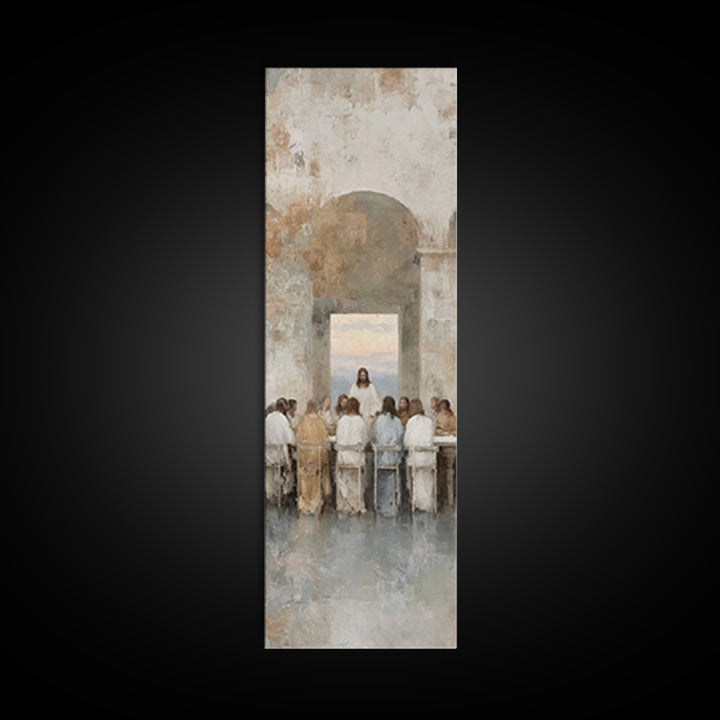 Eternal Supper Radiance, Framed Canvas Print, Christian Art Canvas, Jesus Art Print, Christian Painting, Narrow Art, Christmas Wall Art, Ch