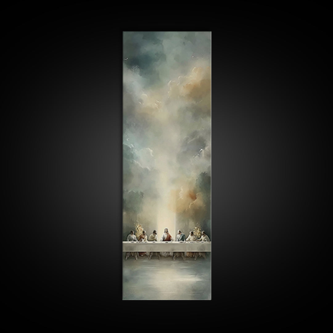 Last Supper Stillness – Framed Canvas Print – Christian Art – Jesus Painting Canvas – Christian Wall Art – Skinny Art – Christian Christmas
