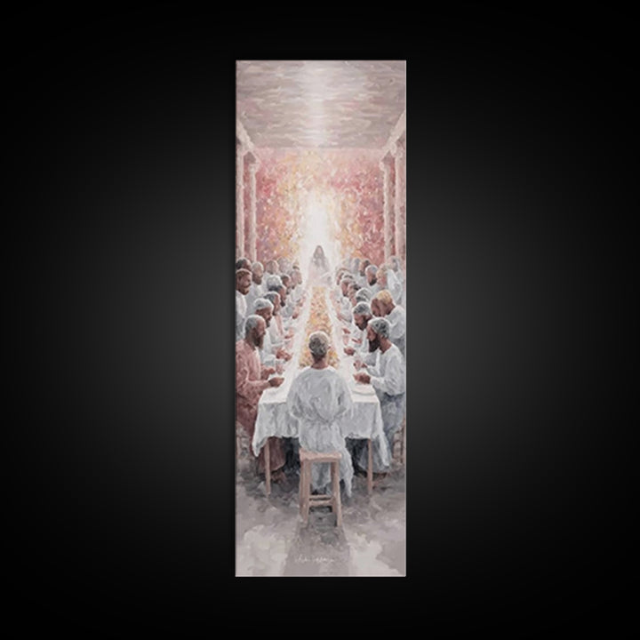 Celestial Supper Bloom, Framed Canvas Print, Christian Art Canvas, Christian Art, Jesus Painting, Narrow Art, Christian Christmas Art, Chri