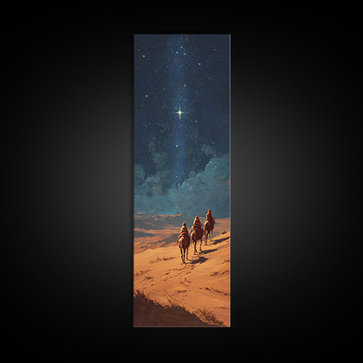 Holy Night Trek – Framed Canvas Print – Christian Wall Art – Christian Art Canvas – Tall Skinny Art Print – Christmas Art