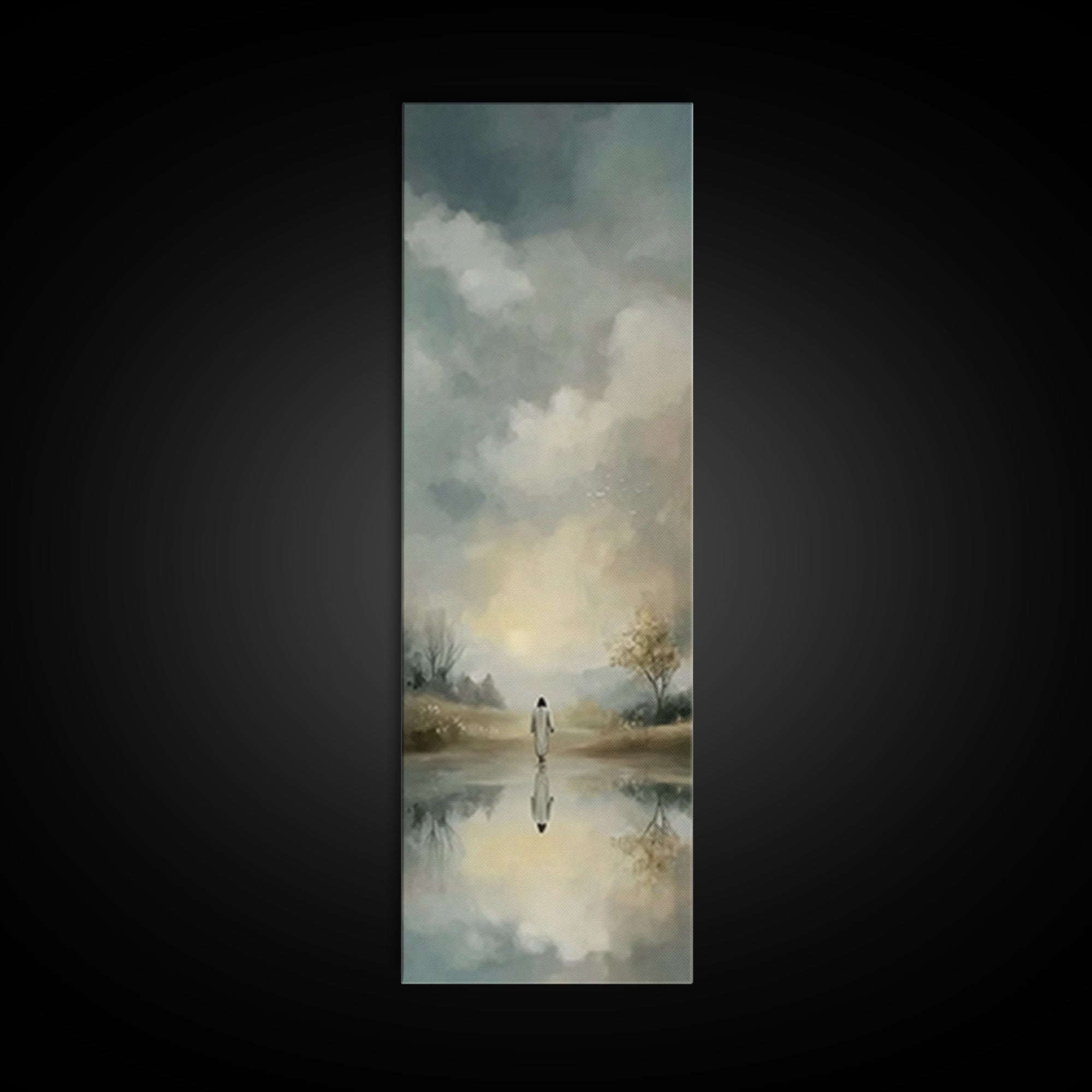 Quiet Walk Home – Framed Canvas Print – Tall Skinny Art Print – Christian Art Canvas – Christian Art – Christian Wall Art – Minimalist Chri