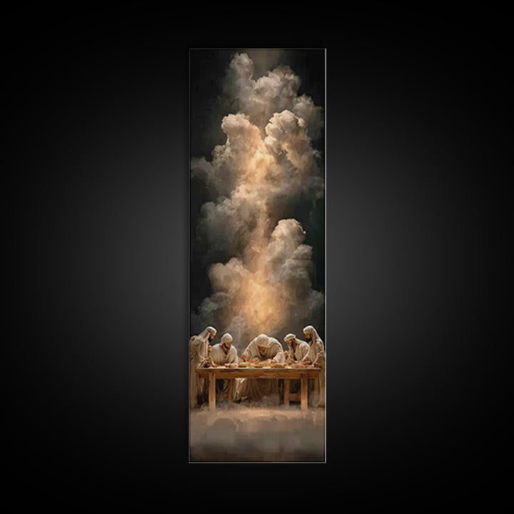 Heavenly Supper Light – Framed Canvas Print – Christian Wall Art – Jesus Painting – Christian Christmas Art – Tall Narrow Wall Art – Christ