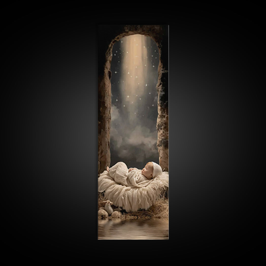 Star of Bethlehem – Framed Canvas Print – Christian Wall Art – Christmas Art – Jesus Painting – Narrow Art – Christian Christmas Decor – Ch