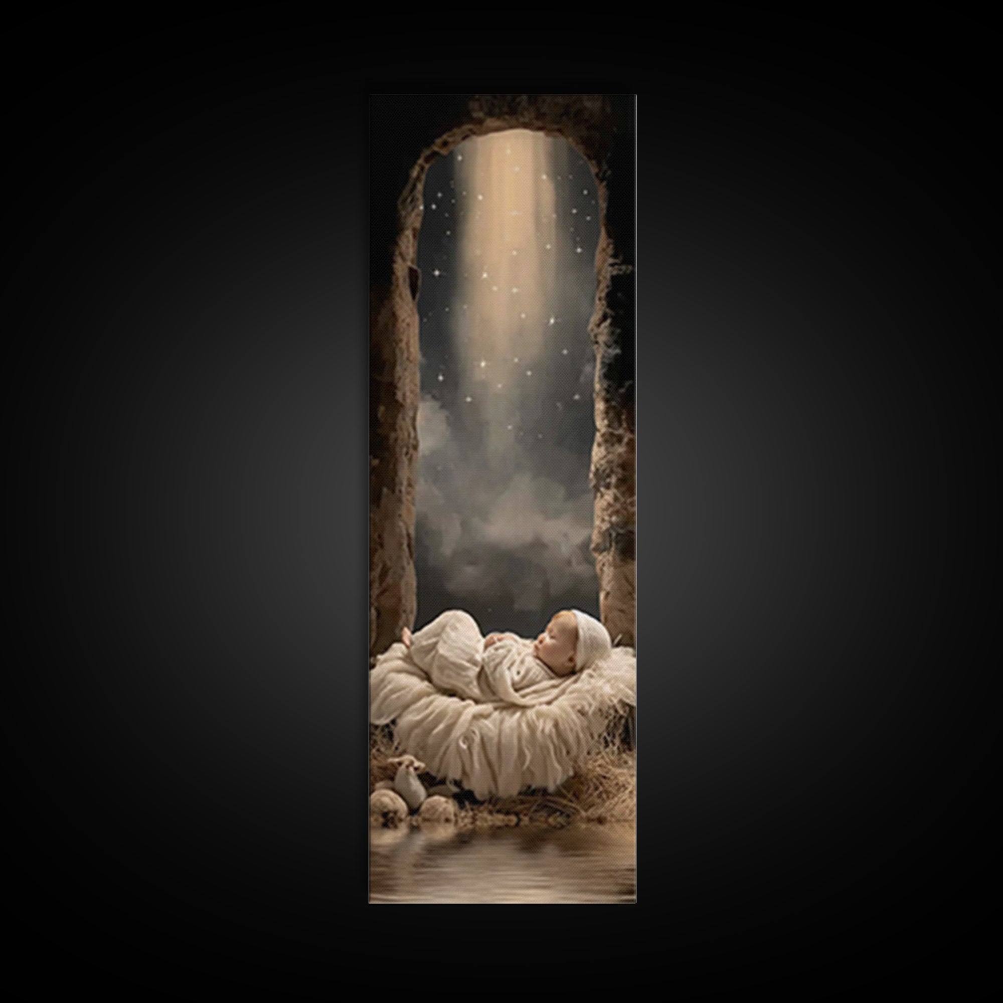 Star of Bethlehem – Framed Canvas Print – Christian Wall Art – Christmas Art – Jesus Painting – Narrow Art – Christian Christmas Decor – Ch