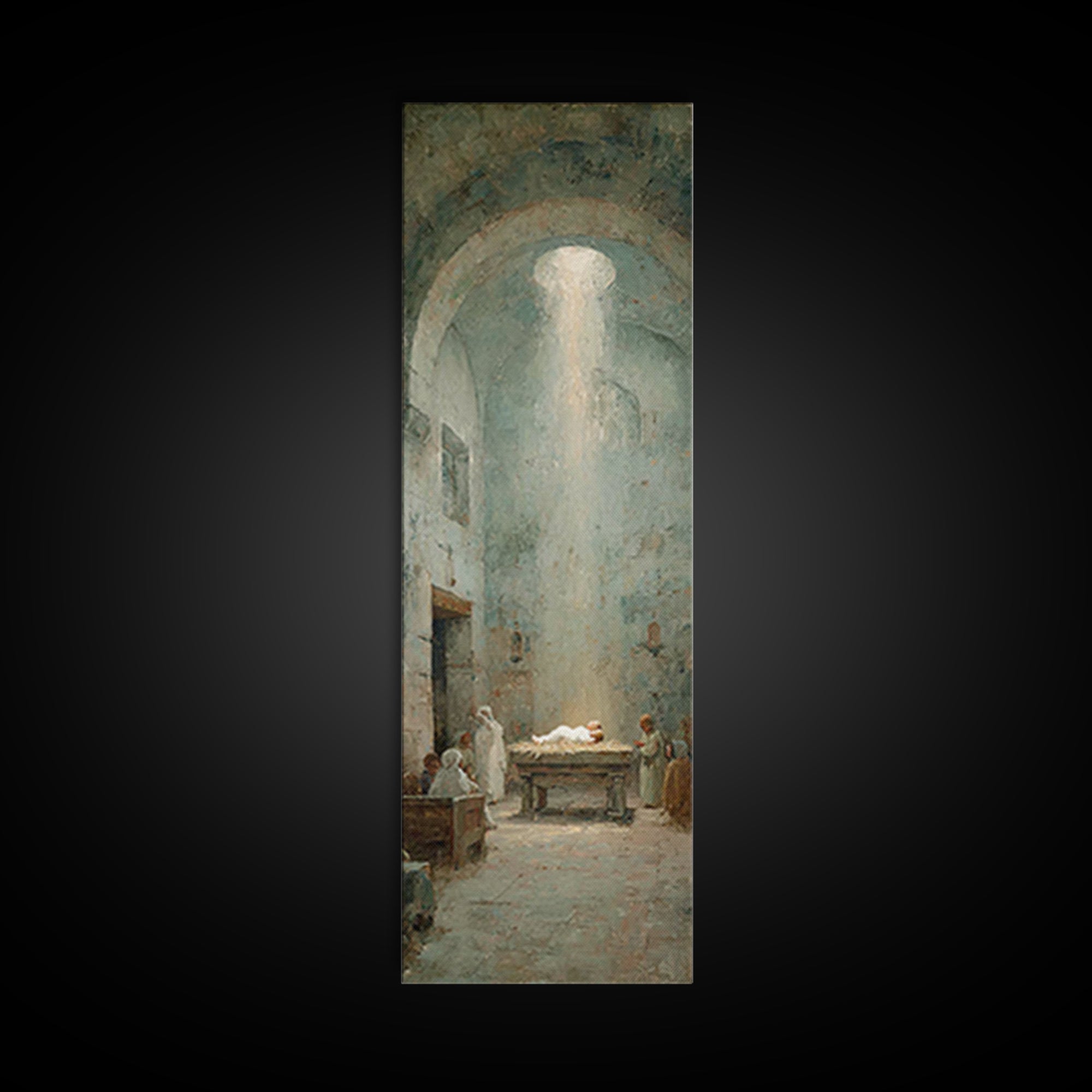 Sanctuary Child Glow – Framed Canvas Print – Christian Art Canvas – Christian Christmas Art – Jesus Painting – Tall Skinny Art Print – Chri