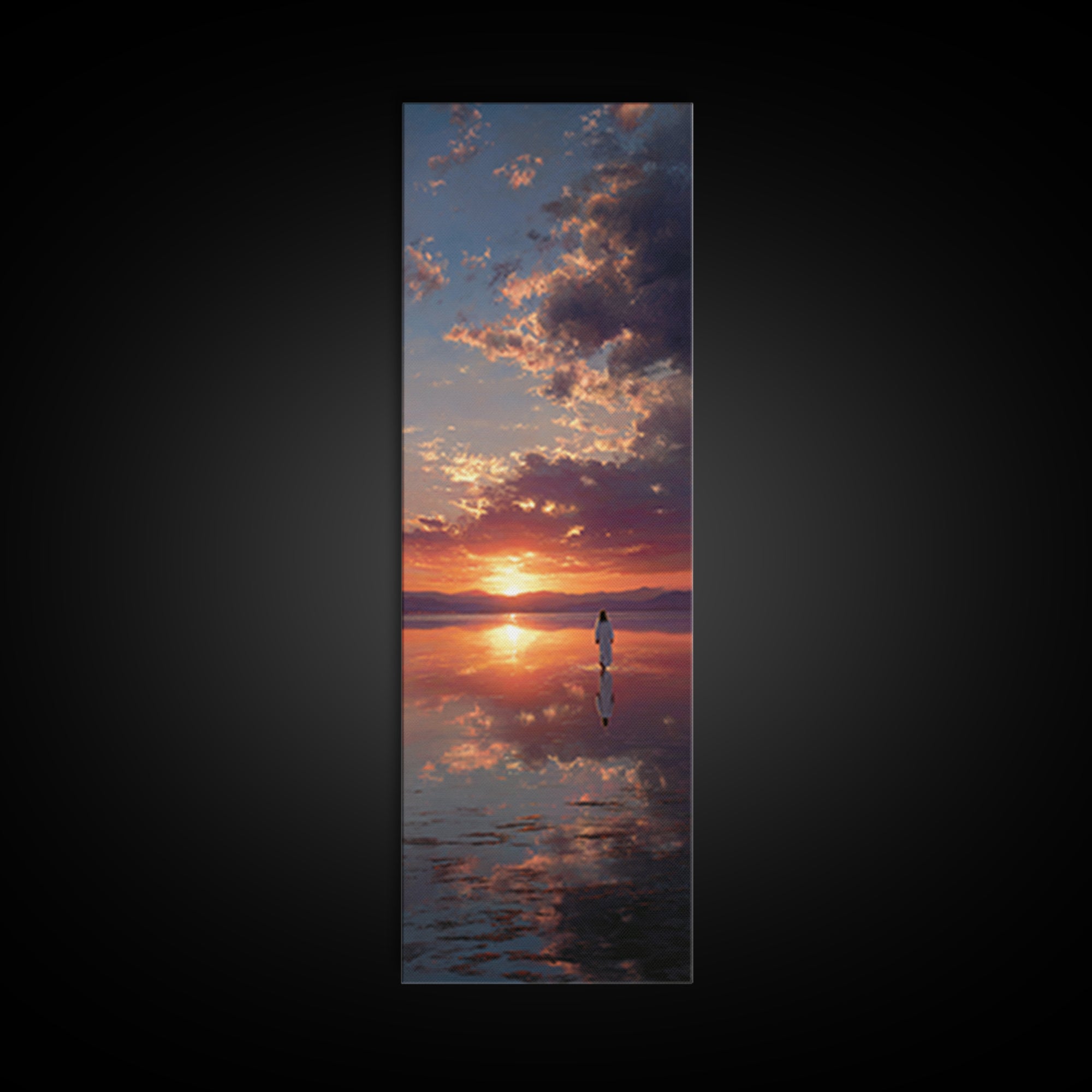 Sunset Walk Of Grace – Framed Canvas Print – Tall Narrow Wall Art – Christian Wall Art – Jesus Painting – Christian Art Canvas – Christian