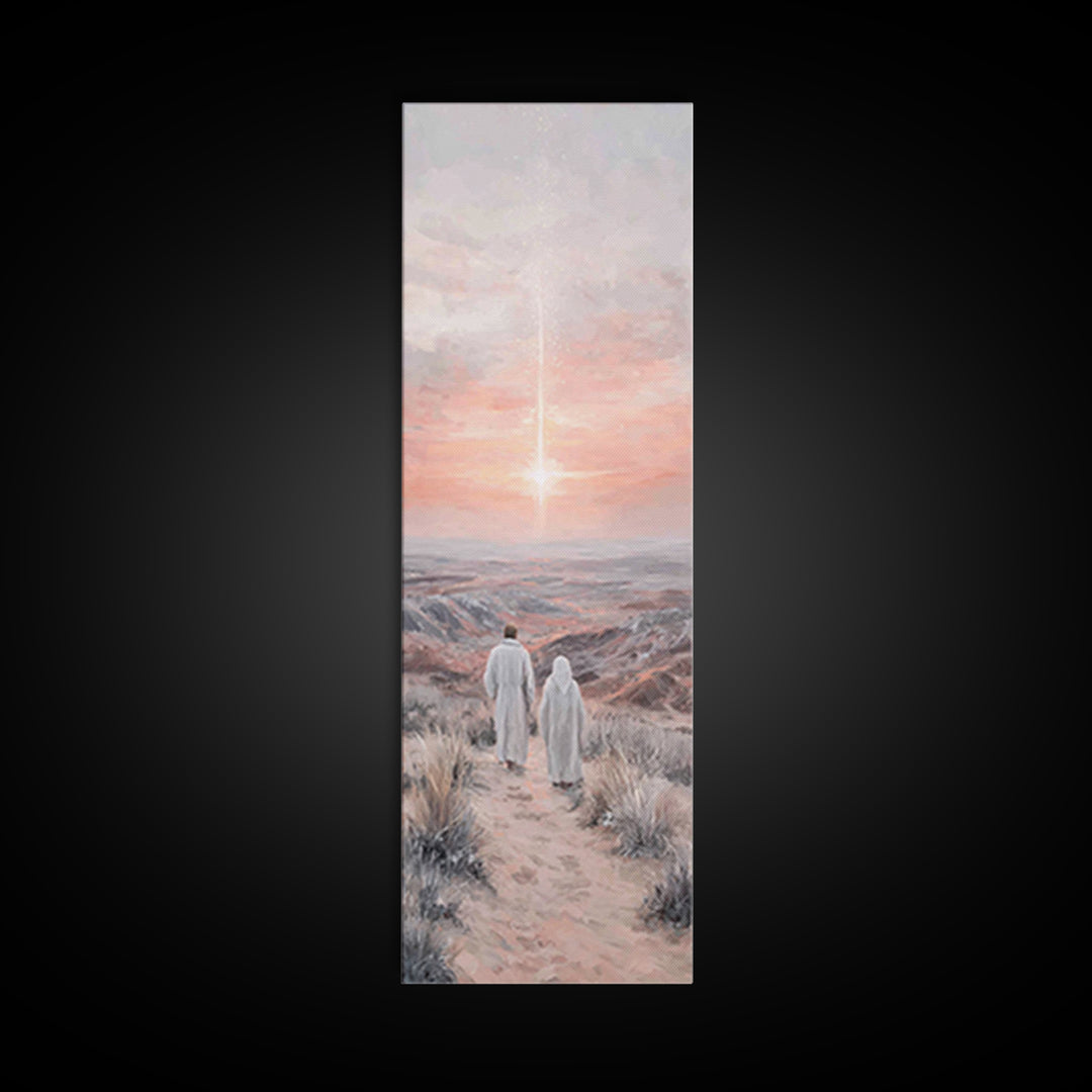 Desert Star Journey – Framed Canvas Print – Christian Wall Art – Christian Art Canvas – Christmas Art – Narrow Art – Christian Gift Ideas