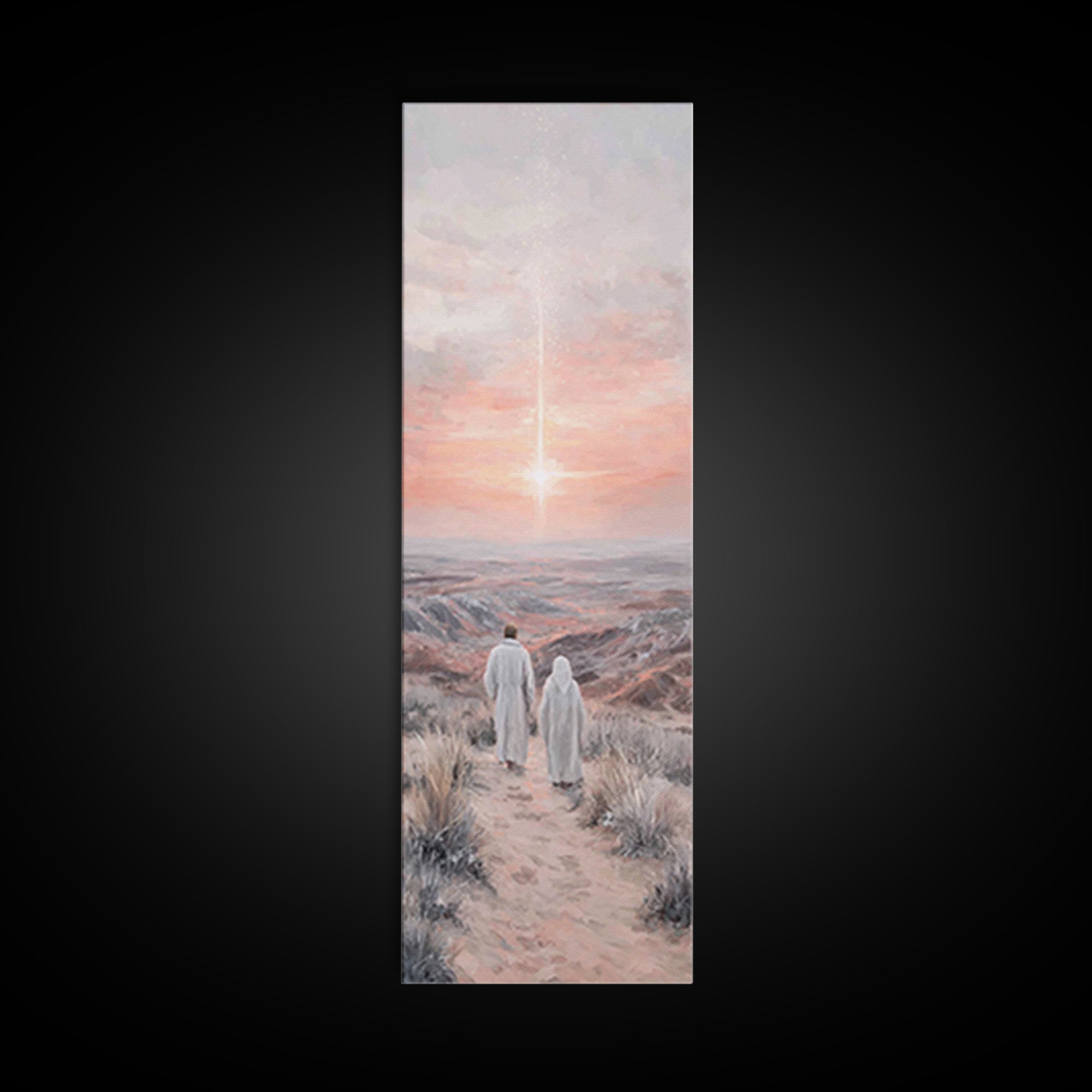 Desert Star Journey – Framed Canvas Print – Christian Wall Art – Christian Art Canvas – Christmas Art – Narrow Art – Christian Gift Ideas