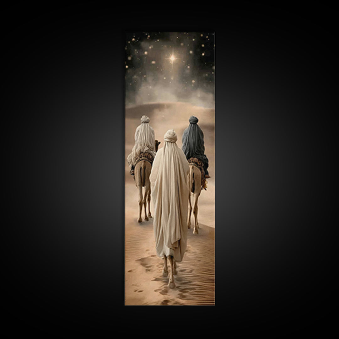 Starward Caravan – Framed Canvas Print – Christian Christmas Art – Christian Wall Art – Jesus Christmas Art – Tall Skinny Art Print – Chris