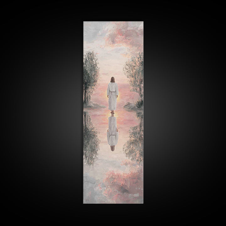Garden Path Savior – Framed Canvas Print – Skinny Art – Christian Art Canvas – Christian Wall Art – Jesus Painting – Modern Christian Art