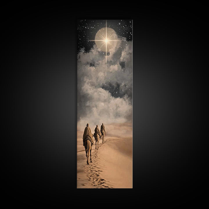 Night Star Pilgrimage – Framed Canvas Print – Christian Christmas Art – Christmas Art – Christian Wall Art – Skinny Art – Christian Gift