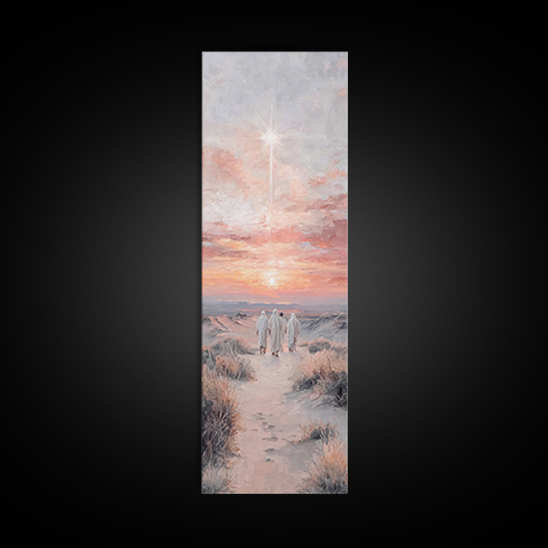 The Guiding Star – Framed Canvas Print – Tall Skinny Art Print – Christian Wall Art – Christmas Art – Christian Art Canvas – Jesus Painting