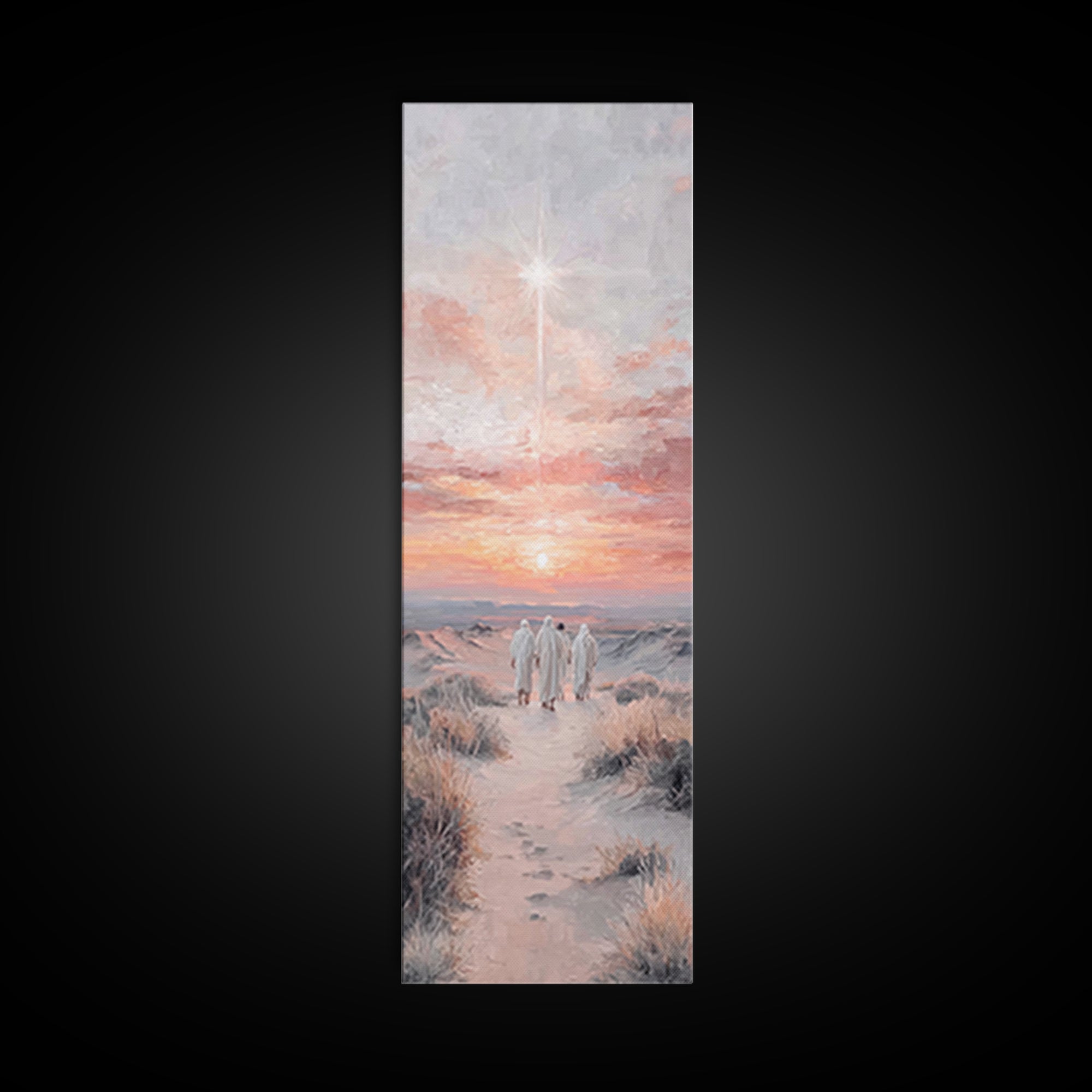 The Guiding Star – Framed Canvas Print – Tall Skinny Art Print – Christian Wall Art – Christmas Art – Christian Art Canvas – Jesus Painting