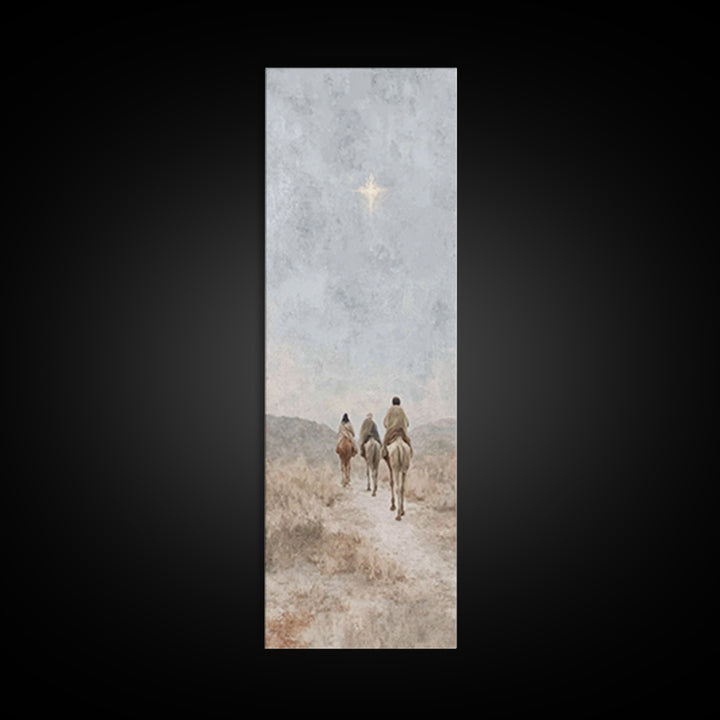 Desert Star Journey – Framed Canvas Print – Narrow Art – Christian Art – Christmas Wall Art – Jesus Painting – Christian Art Print – Christ