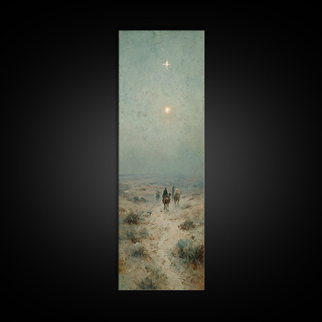 Bethlehem Star Path – Framed Canvas Print – Tall Narrow Wall Art – Christian Art – Christmas Art – Christian Art Print – Christian Canvas –