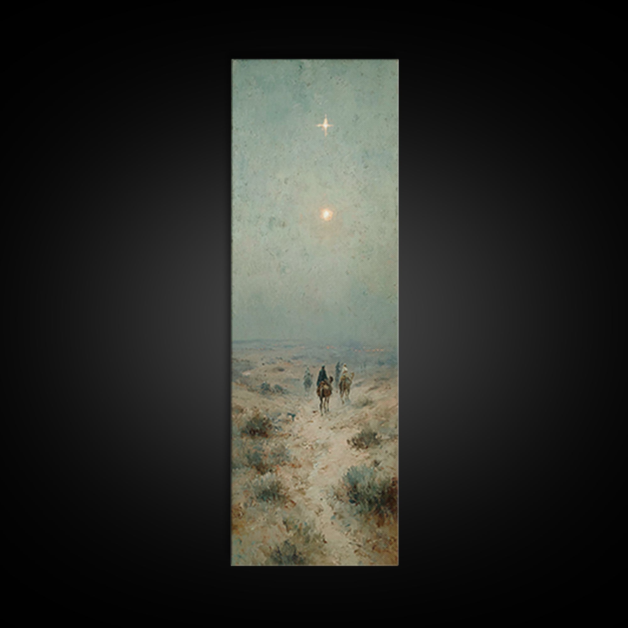 Bethlehem Star Path – Framed Canvas Print – Tall Narrow Wall Art – Christian Art – Christmas Art – Christian Art Print – Christian Canvas –