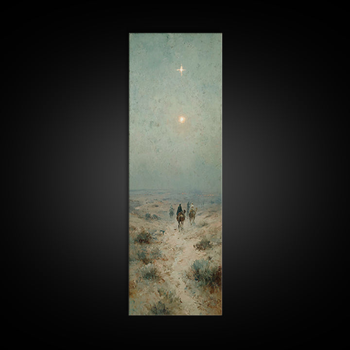 Bethlehem Star Path – Framed Canvas Print – Tall Narrow Wall Art – Christian Art – Christmas Art – Christian Art Print – Christian Canvas –