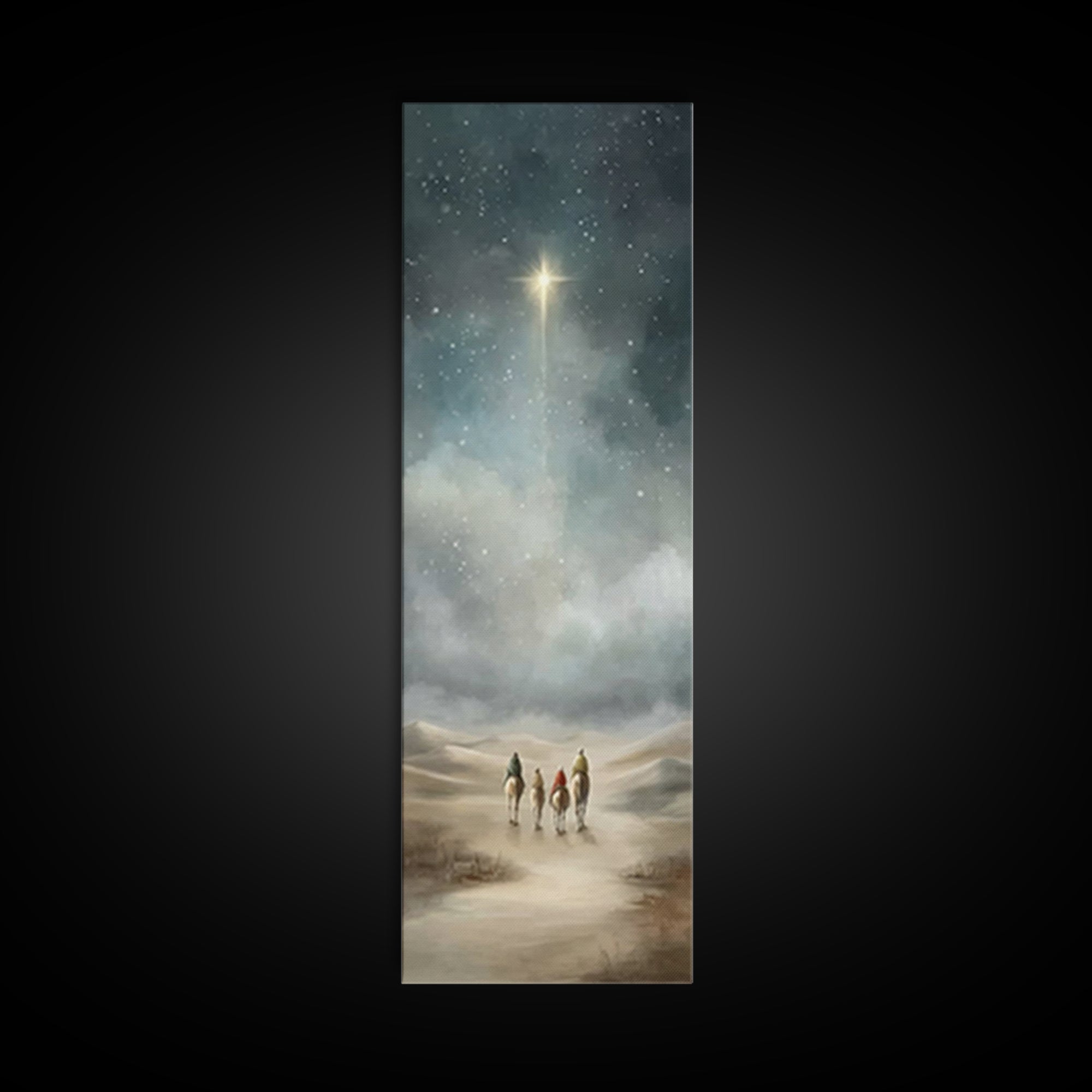 Bethlehem Journey – Framed Canvas Print – Skinny Art – Christian Art Print – Christian Wall Art – Christmas Art – Jesus Painting – Christia