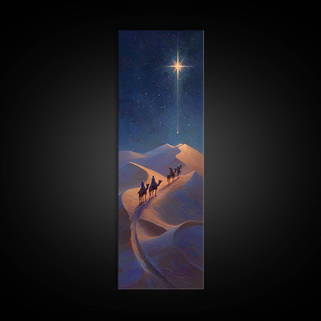 Wandering Kings Star – Framed Canvas Print – Narrow Art – Christian Christmas Art – Christian Art Canvas – Jesus Painting – Christmas Wall