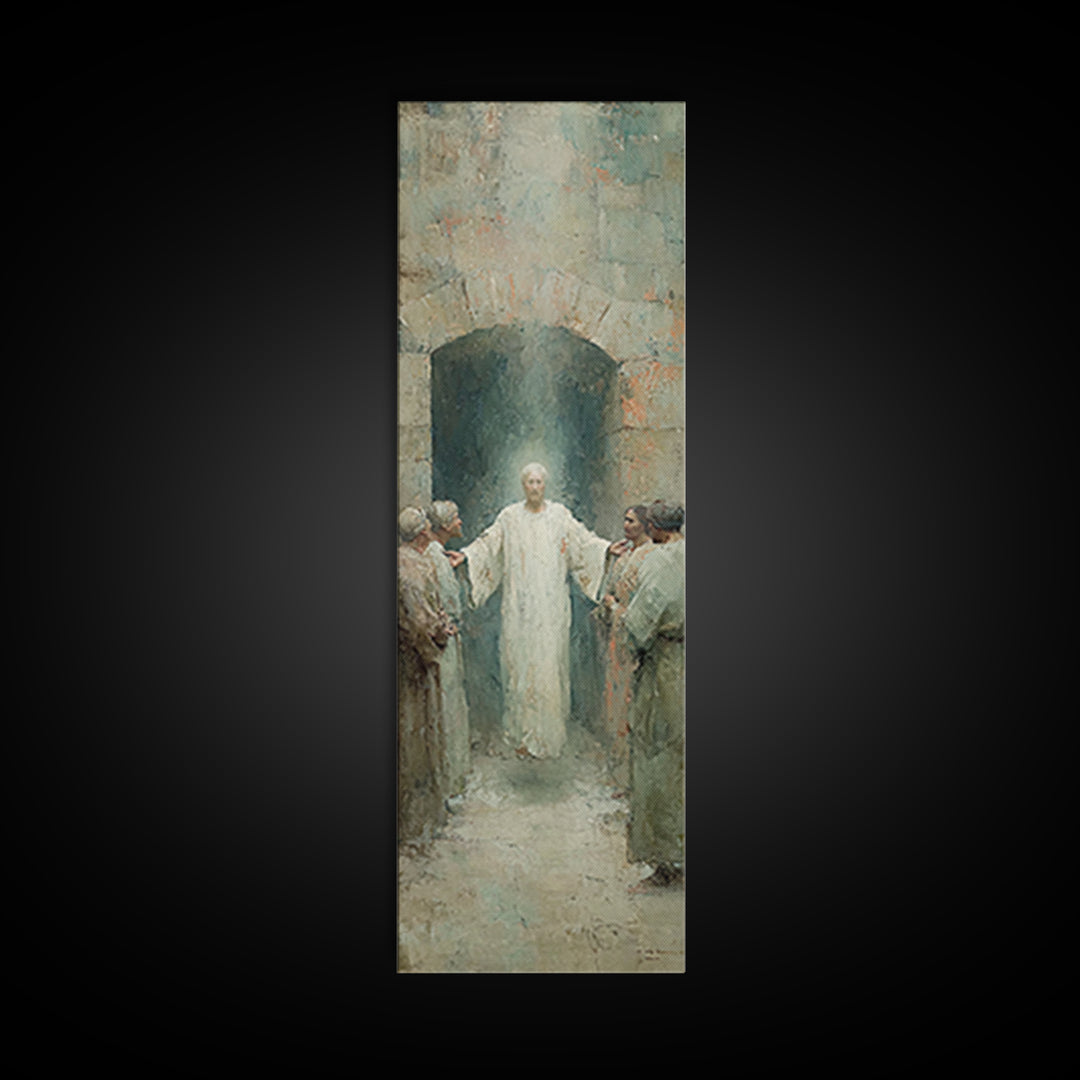 Risen In Glory – Framed Canvas Print – Tall Narrow Wall Art – Christian Art Canvas – Jesus Painting – Christian Art Print – Christian Wall