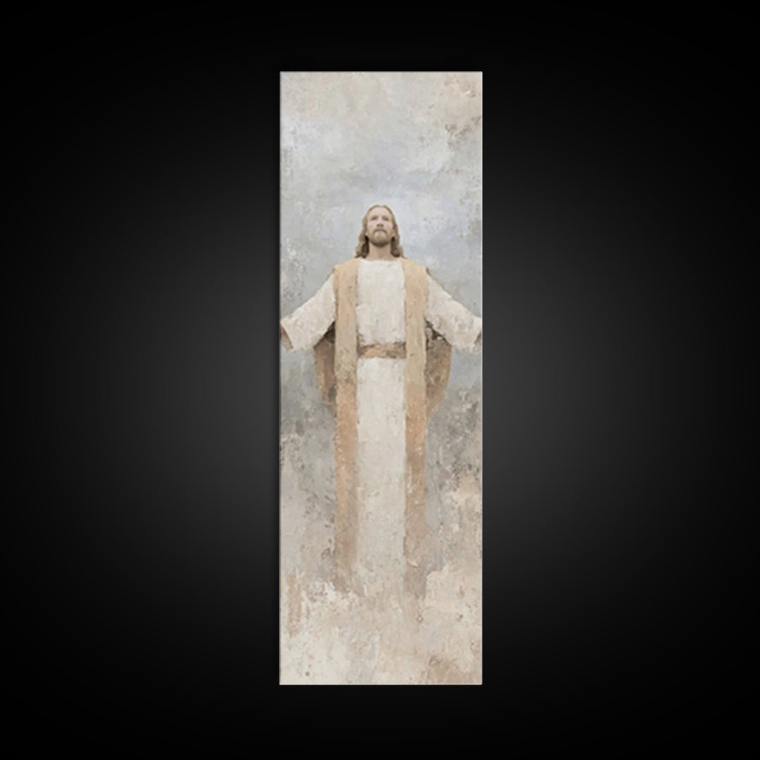 Radiant Savior Light, Framed Canvas Print, Skinny Art, Christian Art Canvas, Christian Wall Art, Jesus Painting, Christian Art