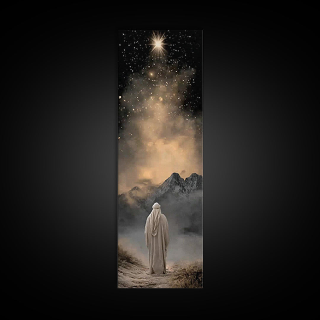 Bethlehem Night Sky – Framed Canvas Print – Tall Skinny Art Print – Christian Christmas Art – Christmas Wall Art – Christian Art Canvas – C