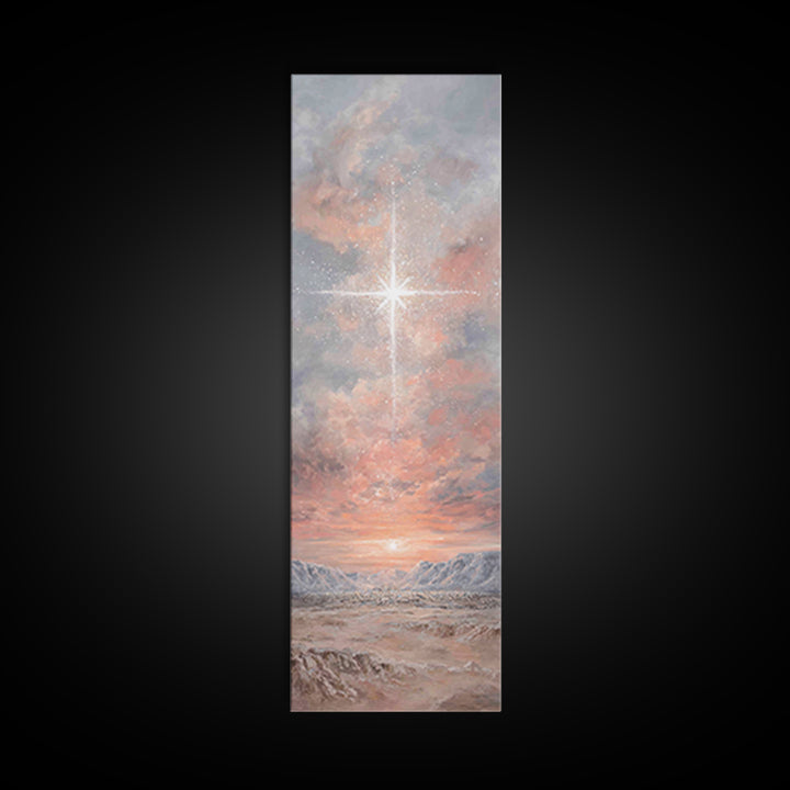 Heavenly Dawn Star – Framed Canvas Print – Tall Narrow Wall Art – Christian Wall Art – Christian Art Canvas – Christmas Art – Jesus Paintin