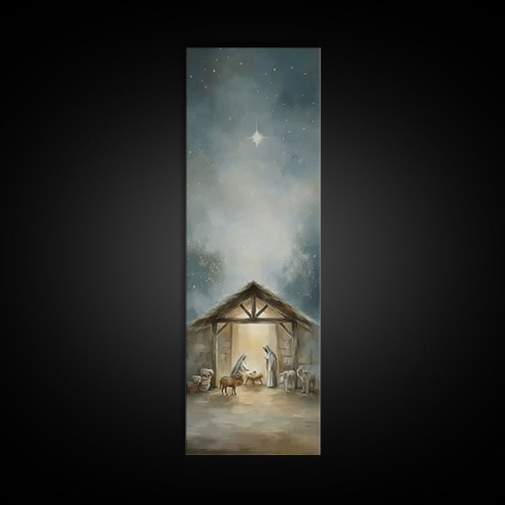 Bethlehem Night Light – Framed Canvas Print – Skinny Art – Christian Christmas Art – Christian Art Canvas – Jesus Painting – Christian Wall
