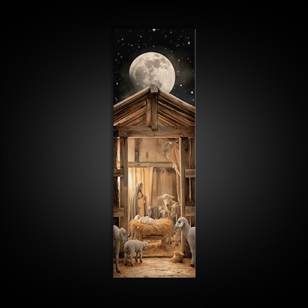 Stable Blessing Grace – Framed Canvas Print – Skinny Art – Christian Wall Art – Jesus Painting – Christmas Art – Christian Art Canvas