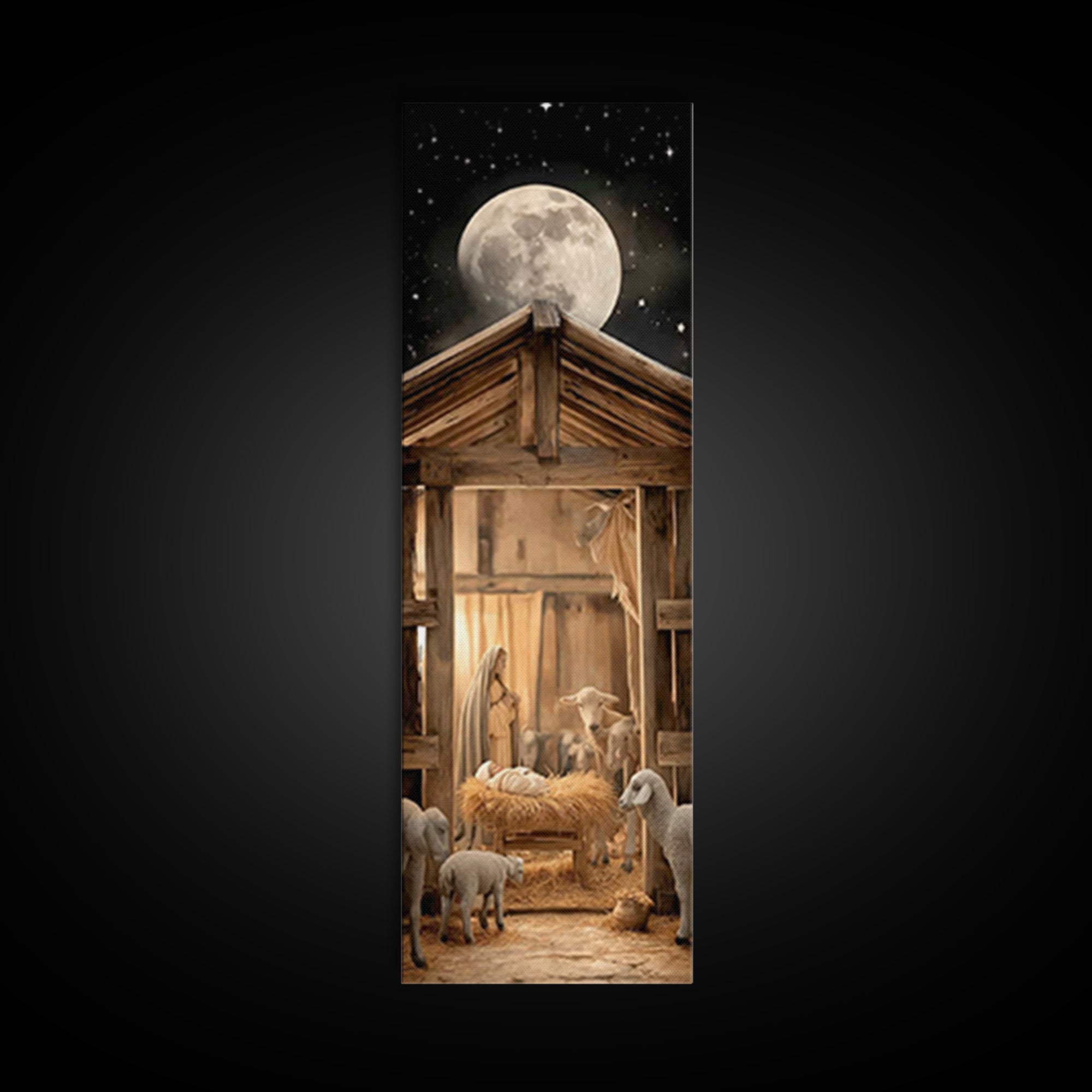 Stable Blessing Grace – Framed Canvas Print – Skinny Art – Christian Wall Art – Jesus Painting – Christmas Art – Christian Art Canvas