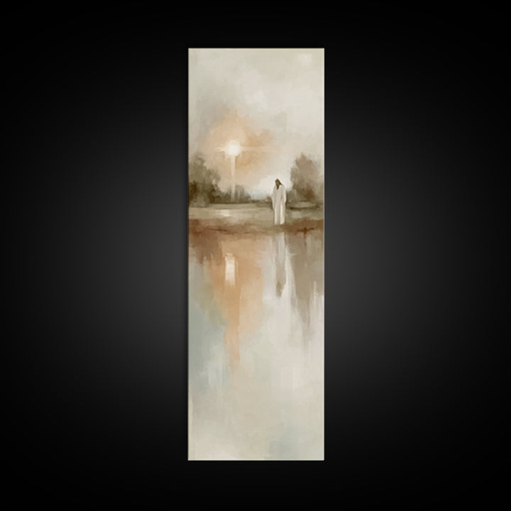 Gentle Dawn Messiah – Framed Canvas Print – Skinny Art – Christian Art – Christian Art Canvas – Jesus Painting – Minimalist Christian Art