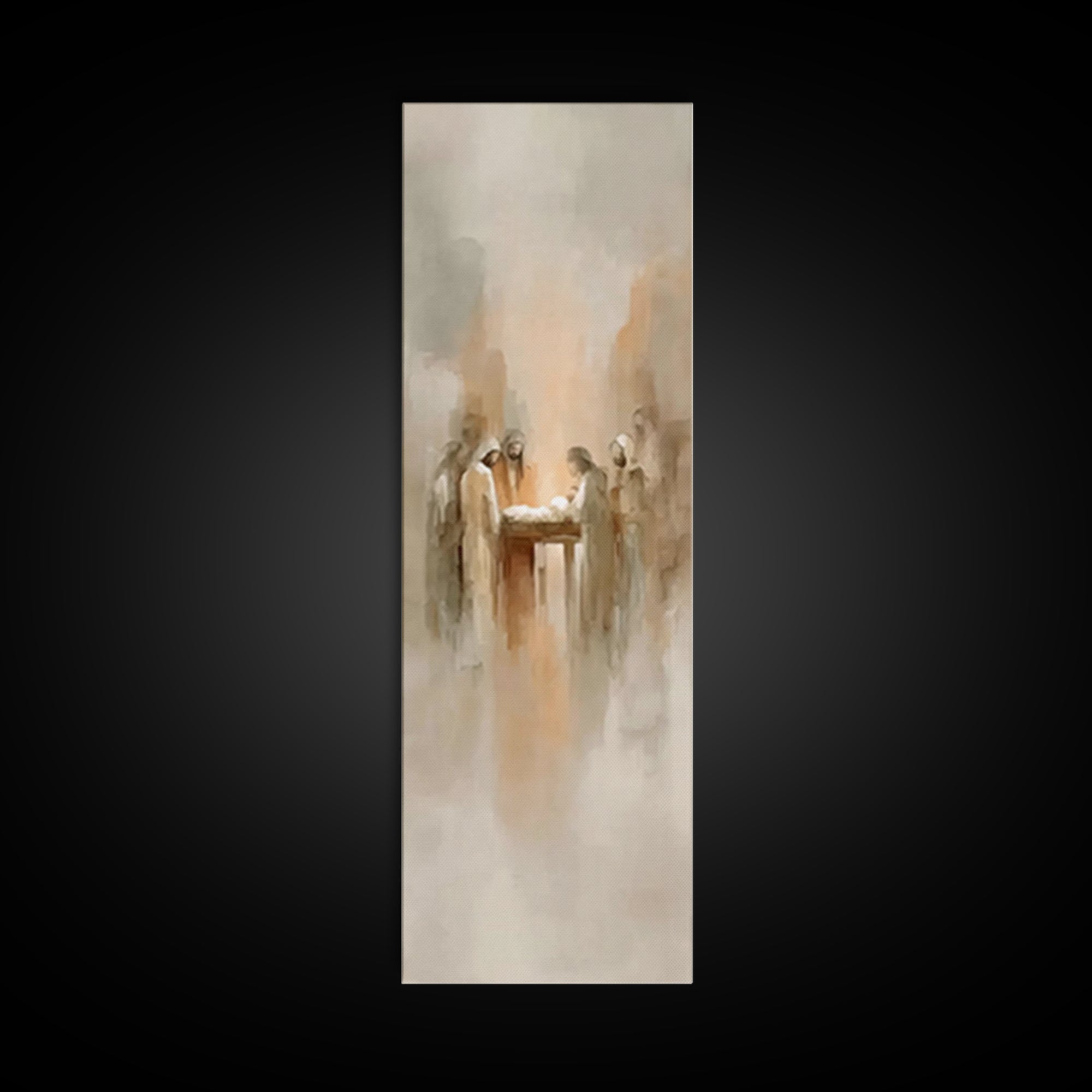 Nativity Dawn Light – Framed Canvas Print – Tall Narrow Wall Art – Christian Christmas Art – Jesus Art – Jesus Painting – Christian Art Can