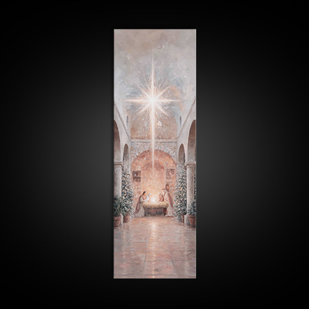 Star of Bethlehem – Framed Canvas Print – Tall Narrow Wall Art – Jesus Painting – Jesus Art – Christian Art Canvas – Christian Christmas Ar