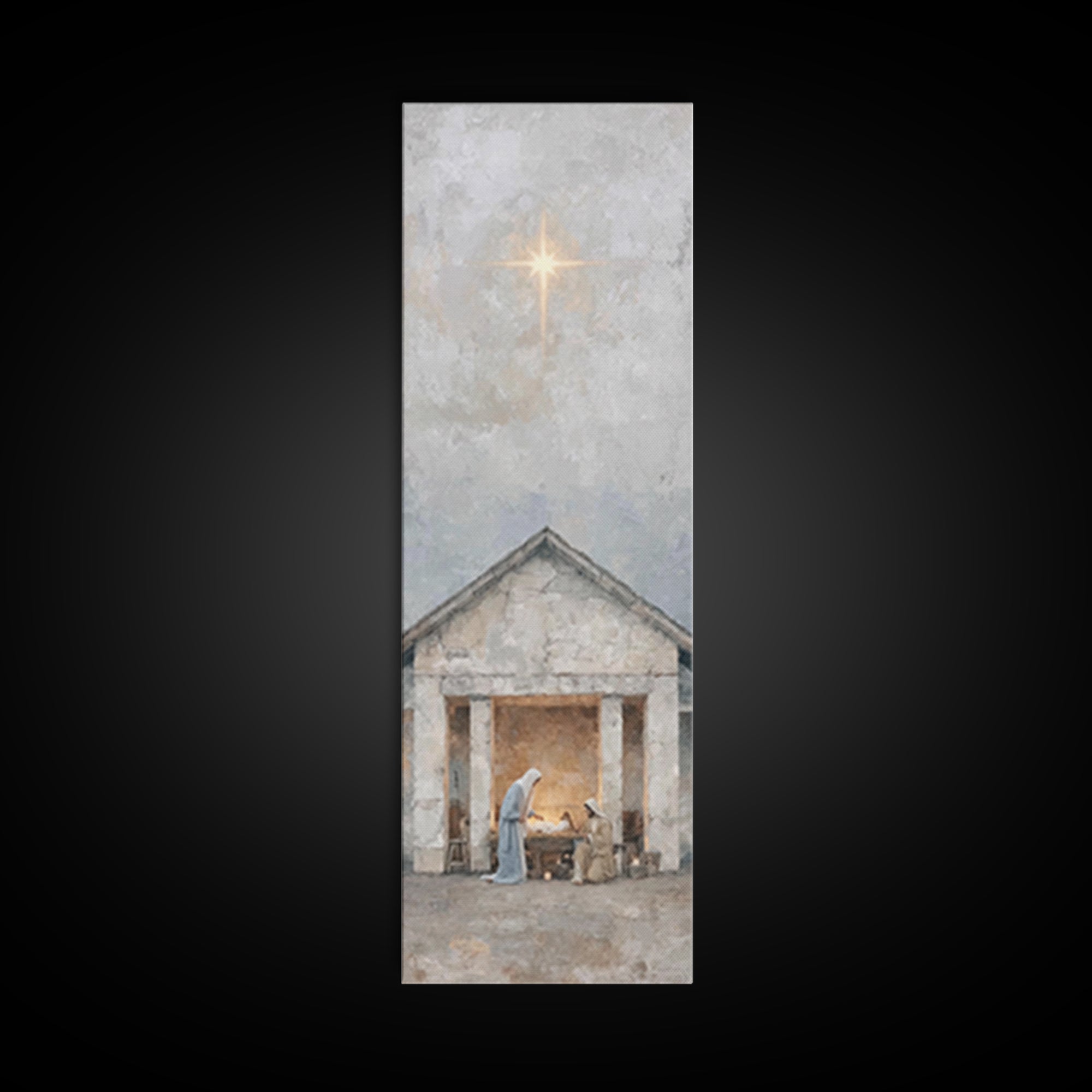 Sacred Christmas Hope – Framed Canvas Print – Tall Narrow Wall Art – Jesus Art – Christian Christmas Art – Jesus Painting – Christian Art C