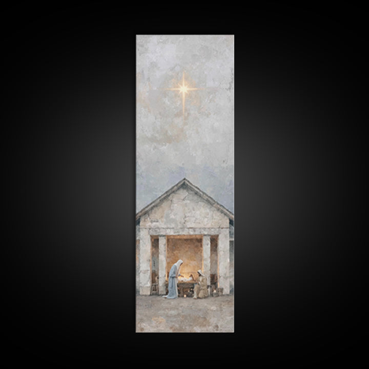 Sacred Christmas Hope – Framed Canvas Print – Tall Narrow Wall Art – Jesus Art – Christian Christmas Art – Jesus Painting – Christian Art C