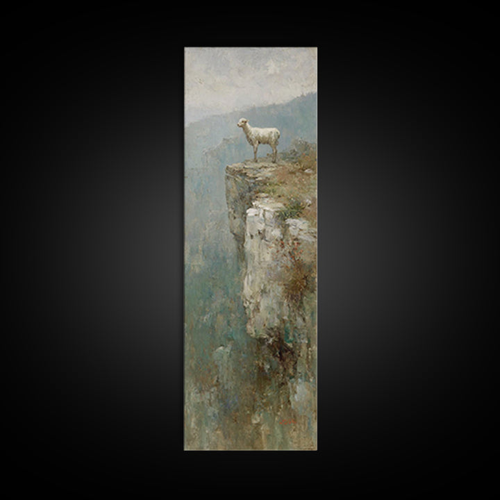 Silent Ridge Lamb - Framed Canvas Print - Christian Art Canvas - Vintage Christian Art - Christian Wall Art - Christian Painting - Tall Ski